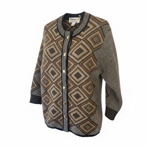 Happiness Vintage Thick Wool Blend Cardigan Gold Buttons